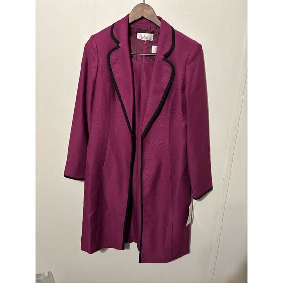 Le Suit Women's Jacquard Framed Long Jacket and Sheath Dress Set, 6 New - Picture 1 of 11